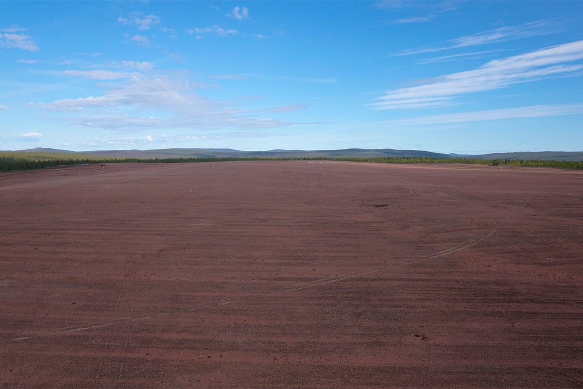 View of the hardened target area