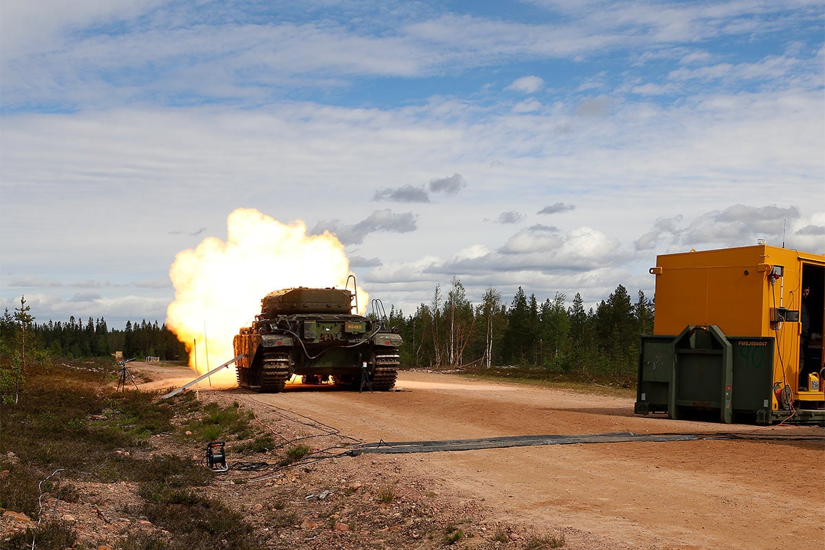 Live firing from battle tank