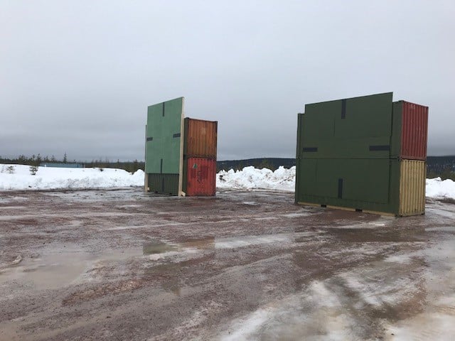 Static target built from sea containers
