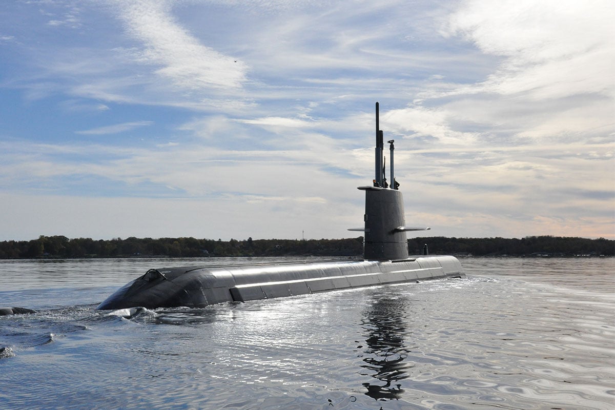 Submarine in surface position